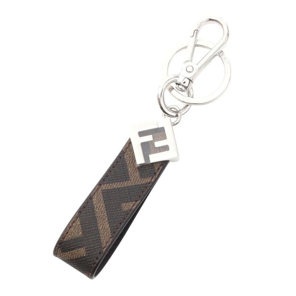 Fendi FF Square Zucca Keychain PVC Coated Canvas